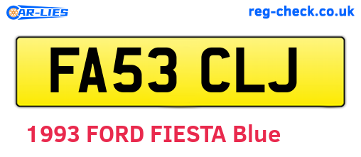 FA53CLJ are the vehicle registration plates.
