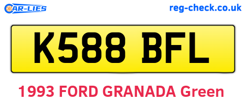 K588BFL are the vehicle registration plates.