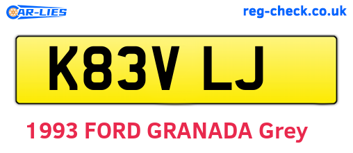 K83VLJ are the vehicle registration plates.