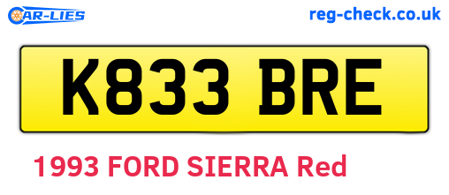 K833BRE are the vehicle registration plates.