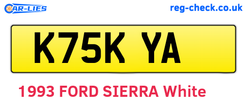 K75KYA are the vehicle registration plates.