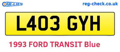 L403GYH are the vehicle registration plates.