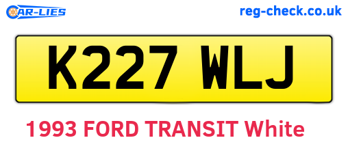 K227WLJ are the vehicle registration plates.