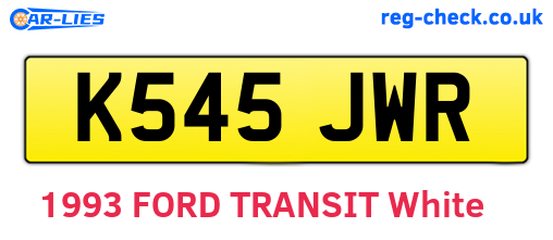 K545JWR are the vehicle registration plates.