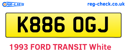 K886OGJ are the vehicle registration plates.