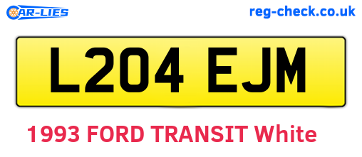 L204EJM are the vehicle registration plates.