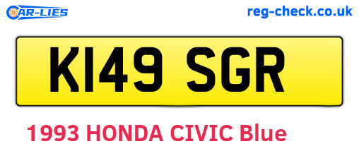 K149SGR are the vehicle registration plates.