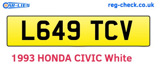 L649TCV are the vehicle registration plates.