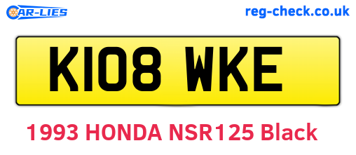 K108WKE are the vehicle registration plates.
