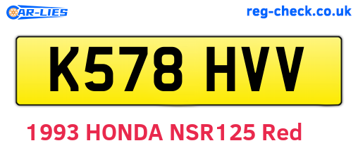 K578HVV are the vehicle registration plates.