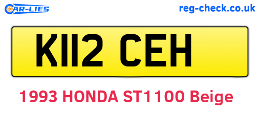 K112CEH are the vehicle registration plates.