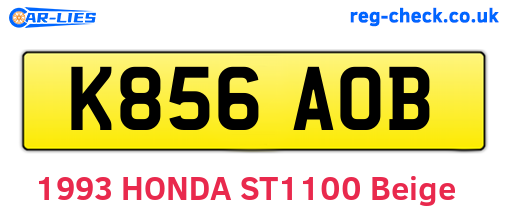 K856AOB are the vehicle registration plates.