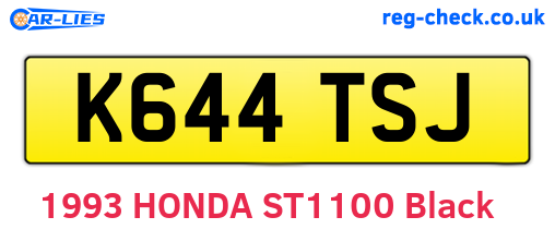 K644TSJ are the vehicle registration plates.