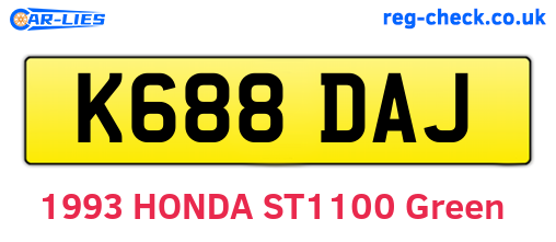 K688DAJ are the vehicle registration plates.