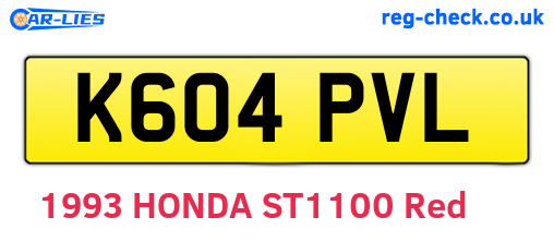 K604PVL are the vehicle registration plates.