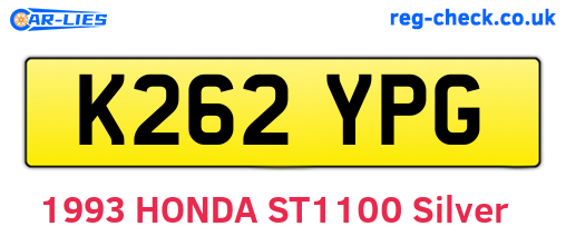 K262YPG are the vehicle registration plates.