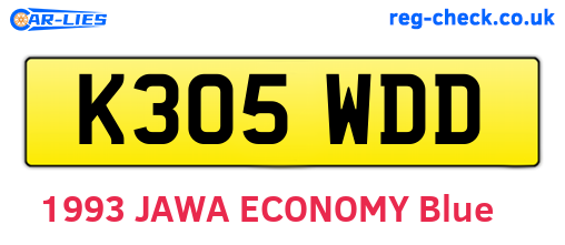 K305WDD are the vehicle registration plates.