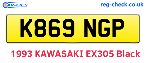 K869NGP are the vehicle registration plates.