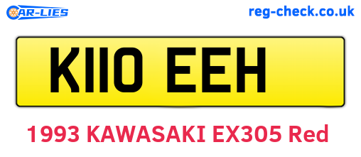 K110EEH are the vehicle registration plates.