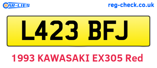 L423BFJ are the vehicle registration plates.