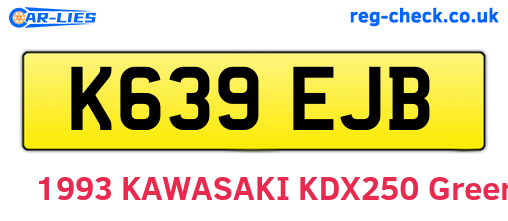 K639EJB are the vehicle registration plates.