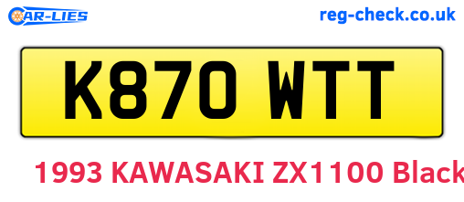 K870WTT are the vehicle registration plates.