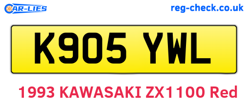 K905YWL are the vehicle registration plates.