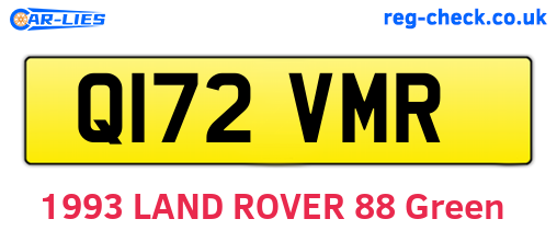 Q172VMR are the vehicle registration plates.