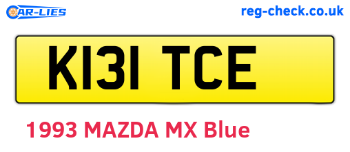K131TCE are the vehicle registration plates.