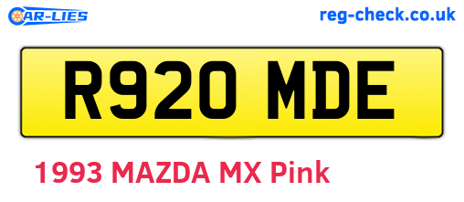 R920MDE are the vehicle registration plates.