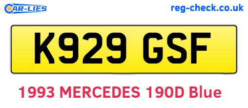 K929GSF are the vehicle registration plates.