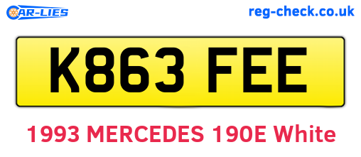 K863FEE are the vehicle registration plates.