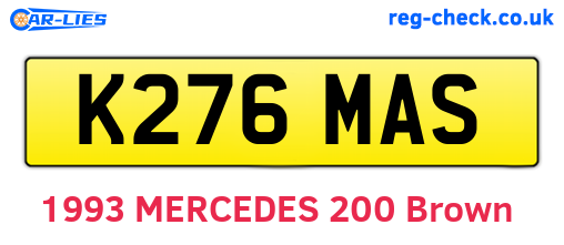 K276MAS are the vehicle registration plates.