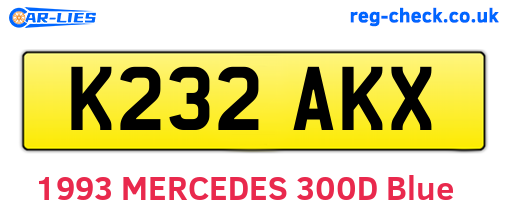 K232AKX are the vehicle registration plates.