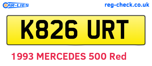 K826URT are the vehicle registration plates.
