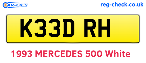 K33DRH are the vehicle registration plates.