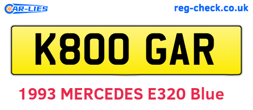 K800GAR are the vehicle registration plates.