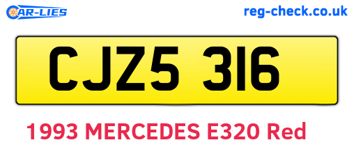 CJZ5316 are the vehicle registration plates.