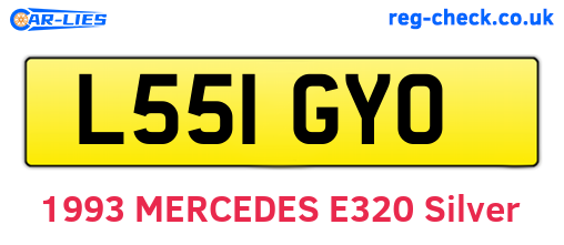 L551GYO are the vehicle registration plates.