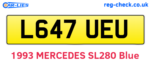 L647UEU are the vehicle registration plates.