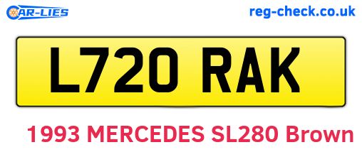 L720RAK are the vehicle registration plates.
