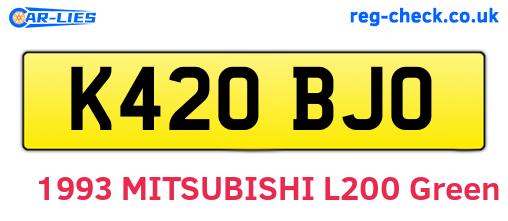 K420BJO are the vehicle registration plates.