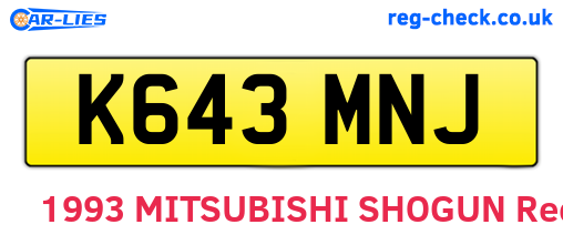 K643MNJ are the vehicle registration plates.