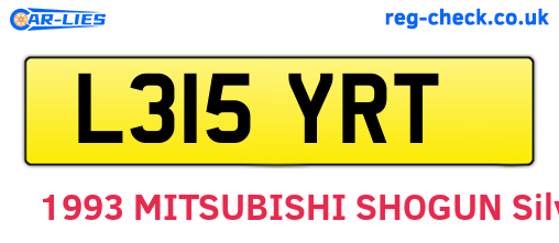 L315YRT are the vehicle registration plates.