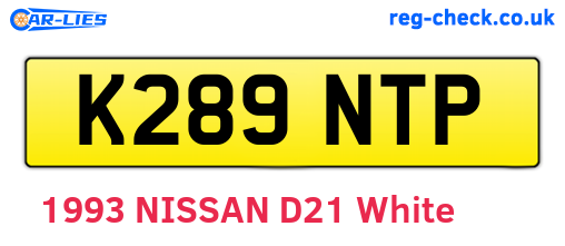 K289NTP are the vehicle registration plates.