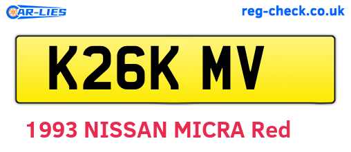 K26KMV are the vehicle registration plates.