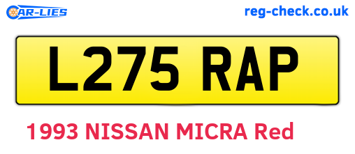 L275RAP are the vehicle registration plates.