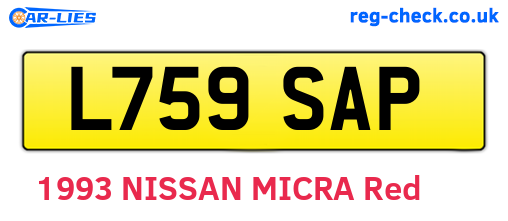 L759SAP are the vehicle registration plates.