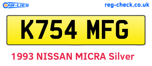 K754MFG are the vehicle registration plates.