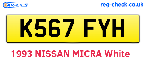 K567FYH are the vehicle registration plates.